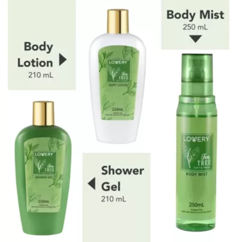 Tea Tree Body Care Set - 3Pc Bath and Body Kit