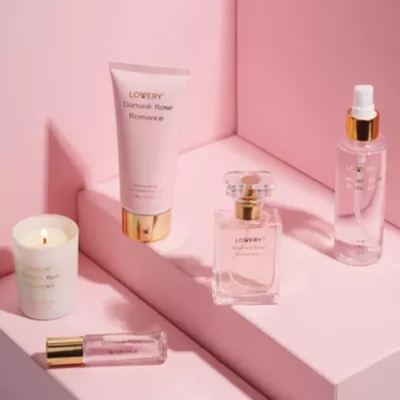 6-Pc. Damask Rose Romance Bath and Body Care Gift Set with Candle & More