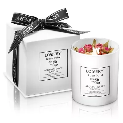 Rose Home Candle, 8oz Luxury Aromatherapy Scented Candle Gift Set