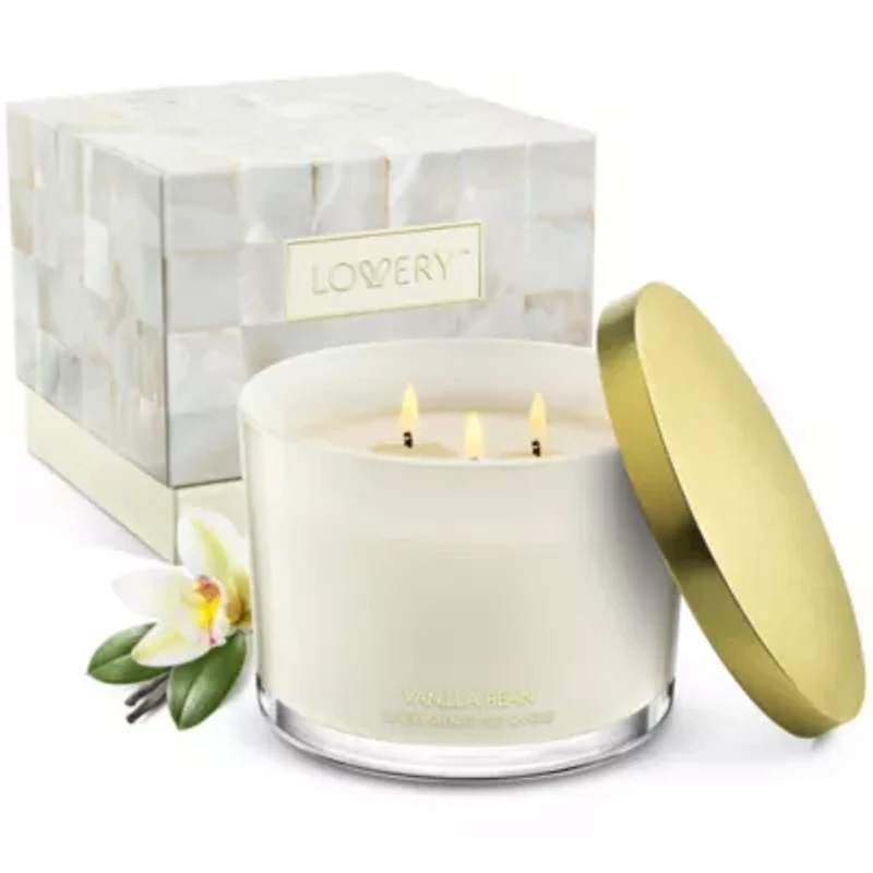 Vanilla Bean Home Candle Gift Set, 3 Wick Deluxe Soy Candles, 13oz