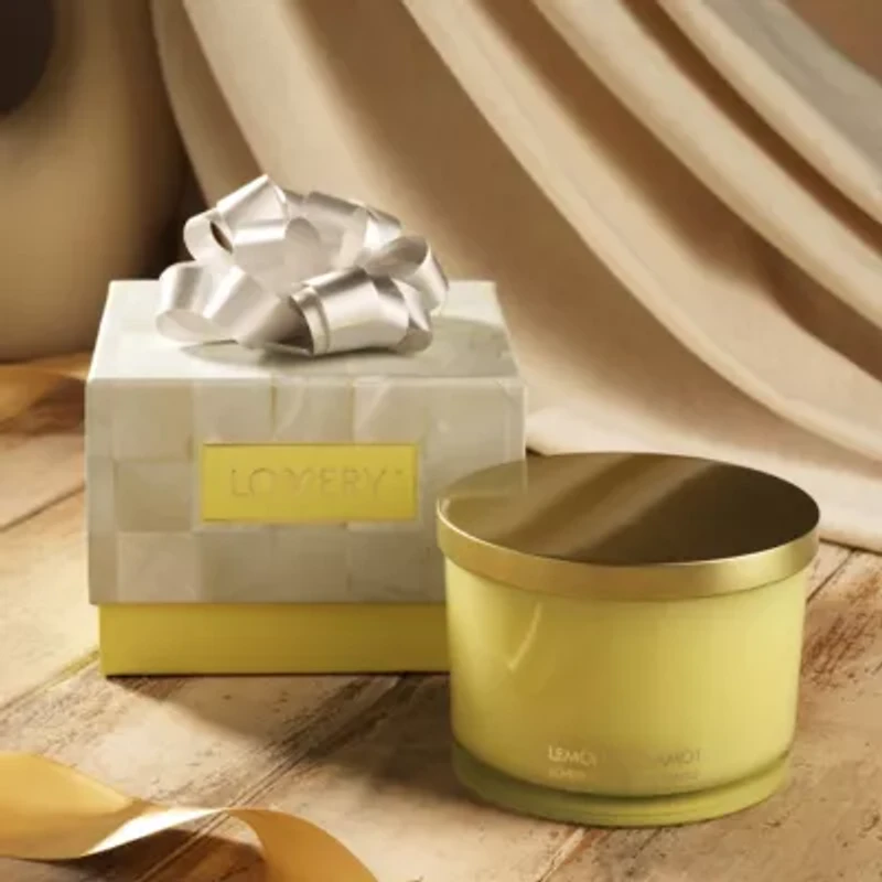 Luxury Lemon Bergamot Candle Gift Set, 3 Wick Decorated Home Candles