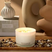 Deluxe White Tea & Sage Candle Gift Set, 3 Wick Aromatherapy Candles