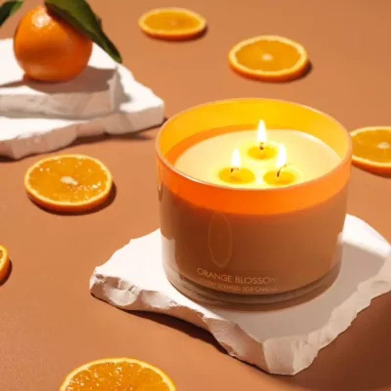 Orange Blossom Candle Gift Set, 3 Wick Home Soy Candles, 13oz