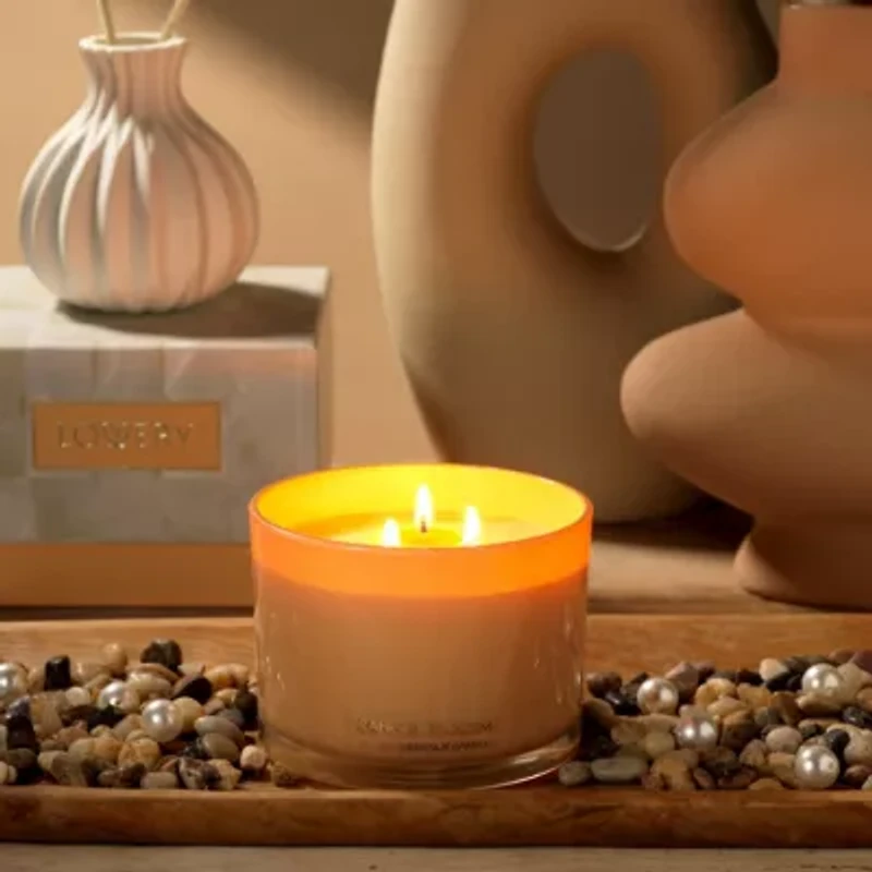 Orange Blossom Candle Gift Set, 3 Wick Home Soy Candles, 13oz