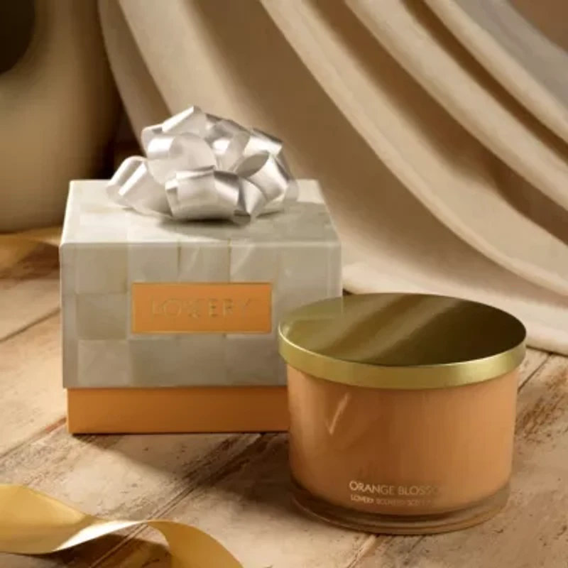Orange Blossom Candle Gift Set, 3 Wick Home Soy Candles, 13oz