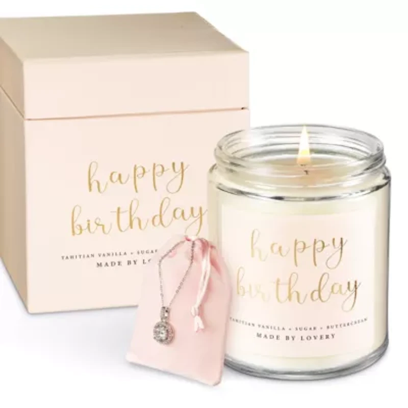 4-Pc. Birthday Gift Set with Candle, Necklace, Pendant & Jewlery Pouch
