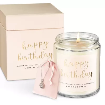 4-Pc. Birthday Gift Set with Candle, Necklace, Pendant & Jewlery Pouch