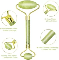 3 Pack of Rose Quartz Facial Roller, Jade Beauty Roller and Opal Anti-Aging Roller