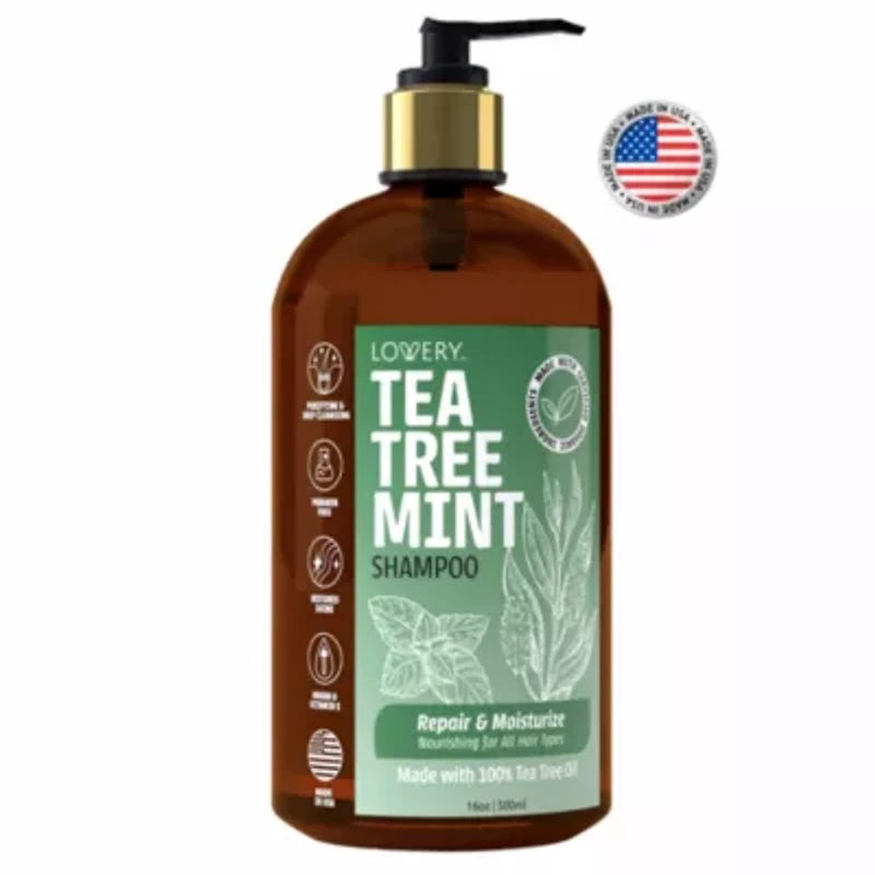 Tea Tree Mint Shampoo, Made in USA, 16 oz.