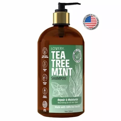 Tea Tree Mint Shampoo, Made in USA, 16 oz.