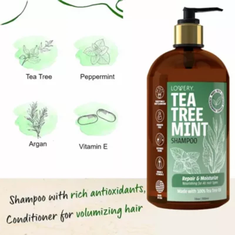 Tea Tree Mint Shampoo, Made in USA, 16 oz.