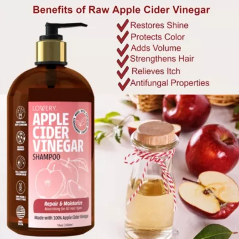Apple Cider Vinegar Shampoo, Made in USA, 16 oz.