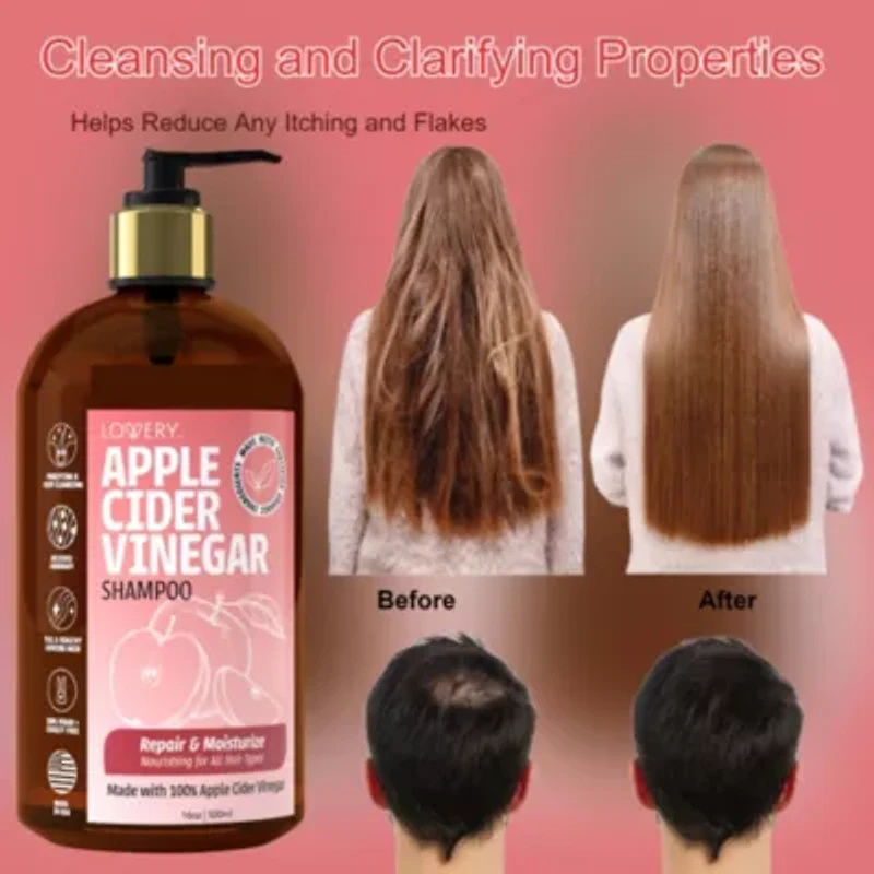 Apple Cider Vinegar Shampoo, Made in USA, 16 oz.