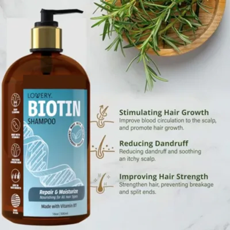 Biotin Shampoo, Made in USA, 16 oz.
