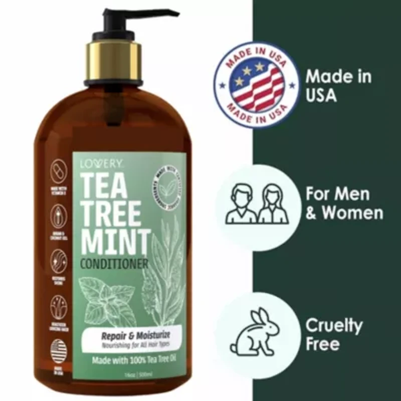 Tea Tree Mint Conditioner, Made in USA, 16 oz.