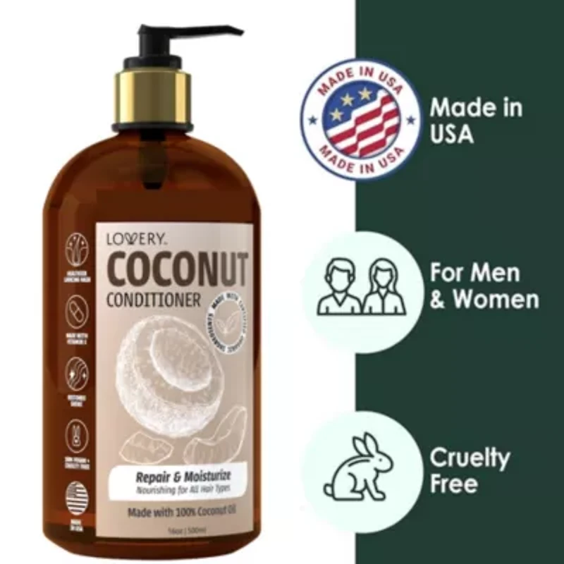 Coconut Conditioner, Made in USA, 16 oz.