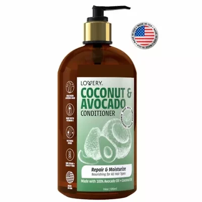 Coconut and Avocado Conditioner, Made in USA, 16 oz.