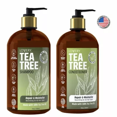 Tea Tree Shampoo and Conditioner Gift Set, Made in USA, 32 oz.