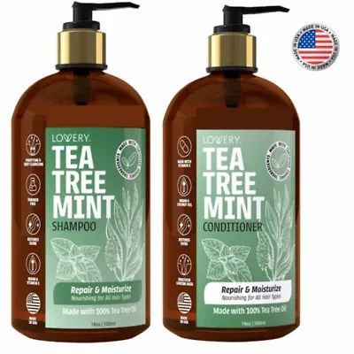 Tea Tree Mint Shampoo and Conditioner Gift Set, Made in USA, 32 oz.