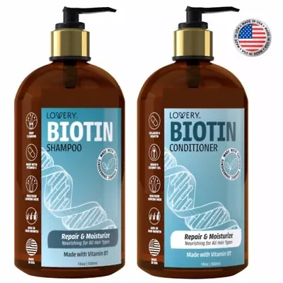 Biotin Shampoo and Conditioner Gift Set, Made in USA, 32 oz.