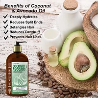Apple Cider Vinegar Shampoo and Coconut Avocado Conditioner Set, Made in USA, 16oz.