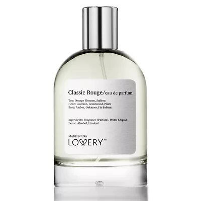 Lovery Classic Rouge Perfume Inspired by Baccarat Rouge 540 - 3.38fl oz Long Lasting Eau de Parfum - Made in USA