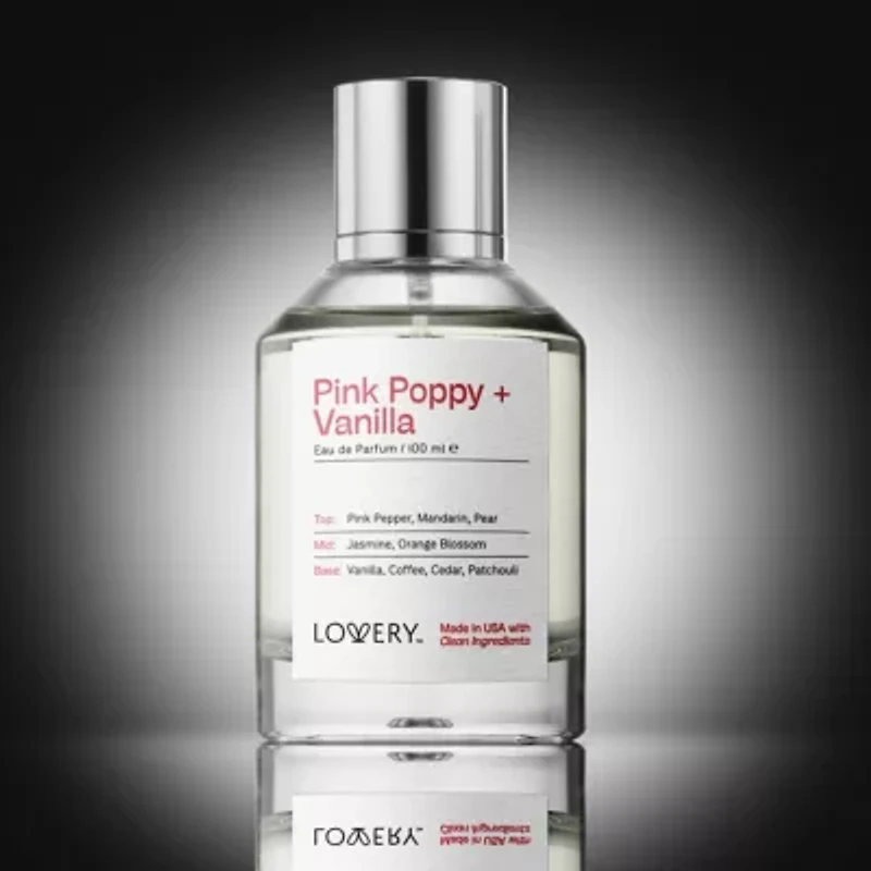 Lovery Pink Poppy & Vanilla Perfume Inspired by YSL Black Opium - 3.38fl oz Long Lasting EDP - Made in USA