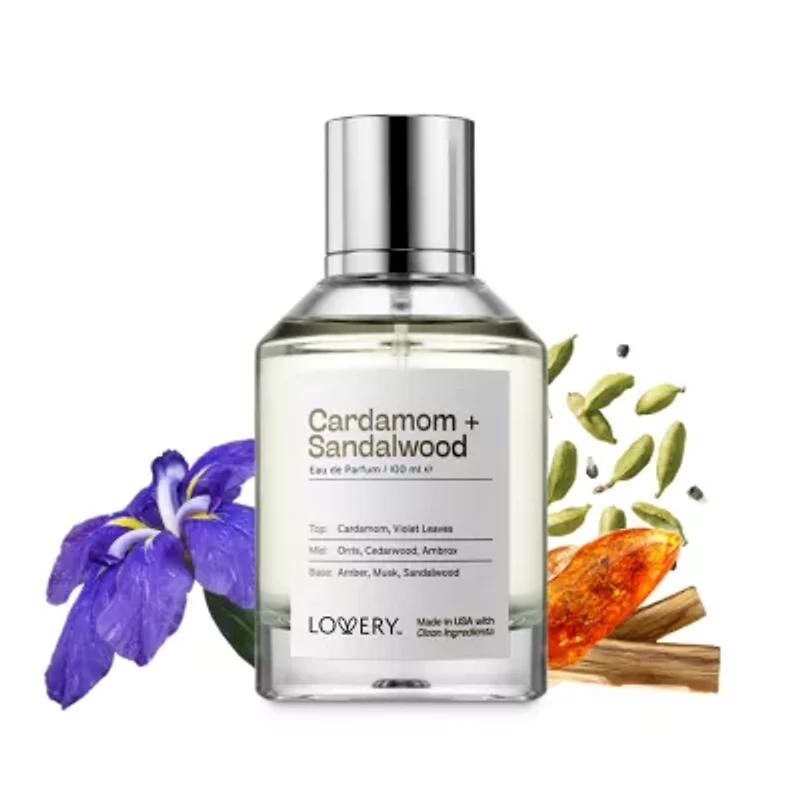 Lovery Cardamom Sandalwood Perfume Inspired by Lelabo Santal 33 - 3.38fl oz Long Lasting Eau de Parfum - Made in USA