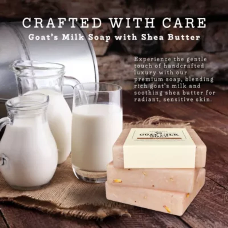 Lovery Handmade Goat Milk Soap Bar with Organic Shea Butter - 3Pack Oatmeal Scent Made in USA