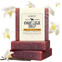 Lovery Handmade Goat Milk Soap Bars with Organic Shea Butter - 3Pack Moroccan Vanilla Scent Made in USA