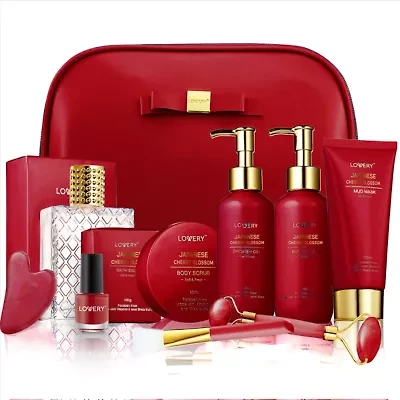 Lovery Japanese Cherry Blossom Beauty Body Care - 11Pc Cosmetic Bag Set