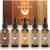 Lovery Mens Beard Oil Gift Set - 5Pc Beard Oils with Argan and Jojoba