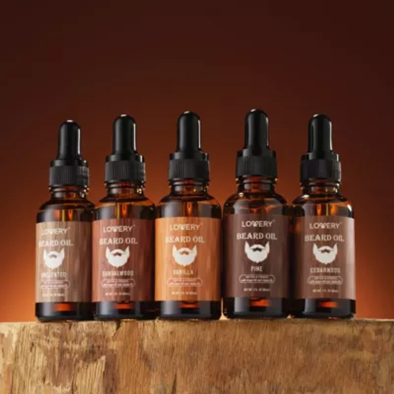 Lovery Mens Beard Oil Gift Set - 5Pc Beard Oils with Argan and Jojoba