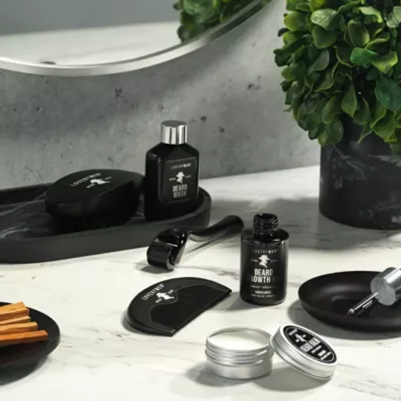 Lovery LoveryMEN Beard Growth Kit - 8Pc Sandalwood Mens Grooming Gift Set