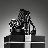 LOVERYMEN 5-Piece Beard Growth Kit - Ultimate Beard Care Set with Growth Serum, Balm, Derma Roller, Comb, Brush in Elegant Gift Box