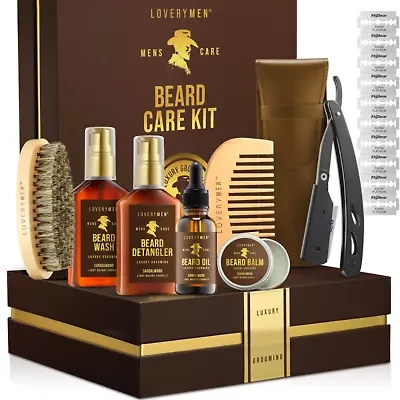 Lovery LoveryMEN Beard Care Kit - 11Pc Sandalwood Scented Grooming Kit