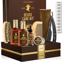 Lovery LoveryMEN Beard Care Kit - 11Pc Sandalwood Scented Grooming Kit