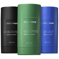 Lovery Sea Salt, Eucalyptus, Unscented Mens Anti-Perspirant Deodorant Stick - 3Pc Aluminum Free