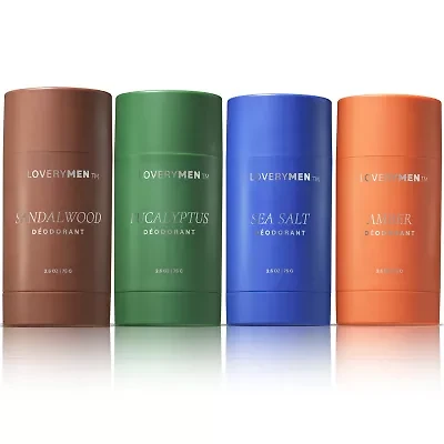 Lovery Sea Salt, Eucalyptus, Amber, Sandalwood Anti-Perspirant Deodorant Sticks - 4pc Gift Set
