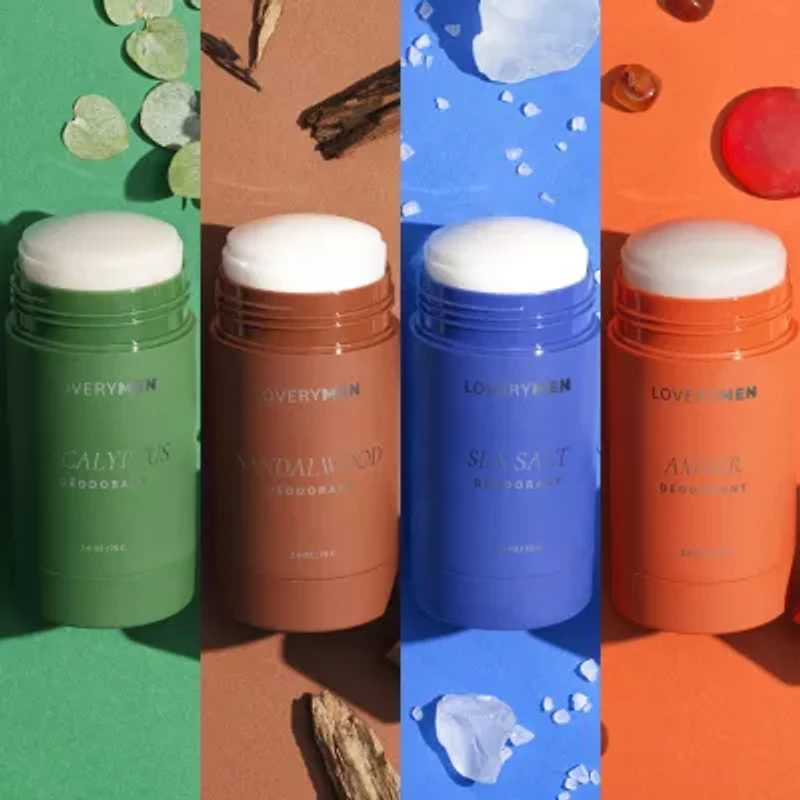 Lovery Sea Salt, Eucalyptus, Amber, Sandalwood Anti-Perspirant Deodorant Sticks - 4pc Gift Set