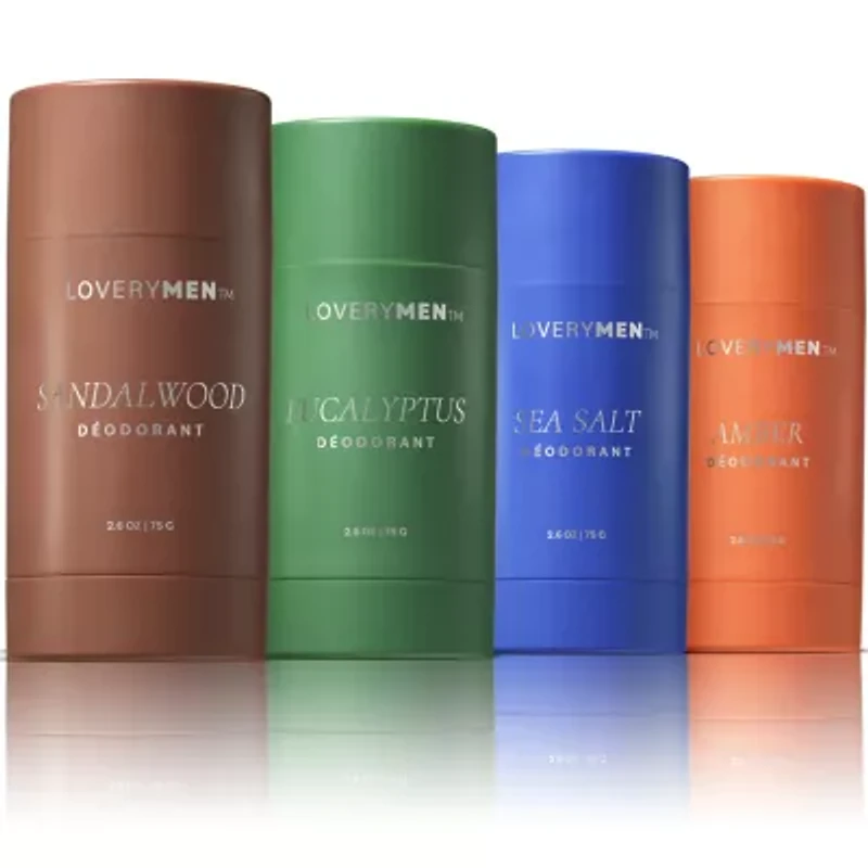 Lovery Sea Salt, Eucalyptus, Amber, Sandalwood Anti-Perspirant Deodorant Sticks - 4pc Gift Set