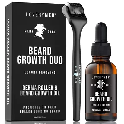 Lovery LoveryMen Beard Dou Growth Kit - 2pc Derma Roller with Beard Growth Oil