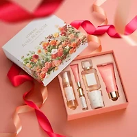 Lovery Rose Blossom Bath and Body Care Fragrance Set, 8pc. Luxury Gift Set with Cosmetic Bag
