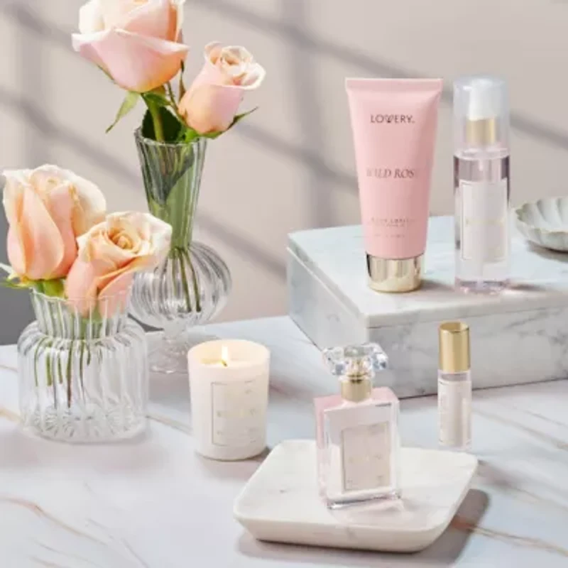 Lovery Wild Rose Bath and Body Care Fragrance Set, Luxury Gift Set with Soy Candle and more