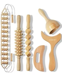 Lovery 6-Piece Wooden Massage Tool Kit - Natural Wood Therapy Set for Body Sculpting & Relaxation