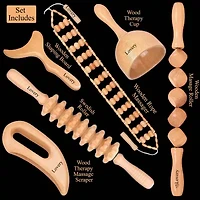 Lovery 6-Piece Wooden Massage Tool Kit - Natural Wood Therapy Set for Body Sculpting & Relaxation