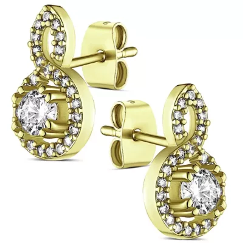 14K Gold Plated Earring with CZ Stones, Pouch, Bath Bomb & Gift Box