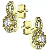 14K Gold Plated Earring with CZ Stones, Pouch, Bath Bomb & Gift Box