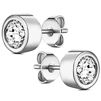 Sterling Silver Bezel Synthetic Diamond Earring with Pouch, Bath Bomb & Gift Box
