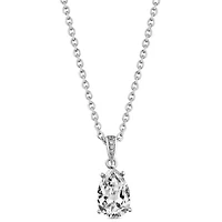 Sterling Silver Tear Drop Shaped CZ Stone Pendant with Chain, Pouch, Bath Bomb & Gift Box
